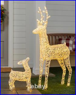 Balsam Hill Outdoor Lit LED Wintry Reindeer Mom & Baby