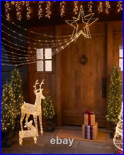 Balsam Hill Outdoor Lit LED Wintry Reindeer Mom & Baby