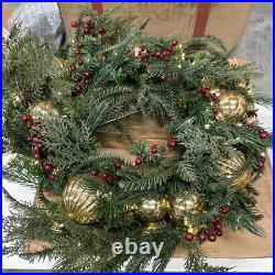 Balsam Hill Pine Peak 28 Wreath Open Box (Box damage/Broken Ornament) $199-Retu