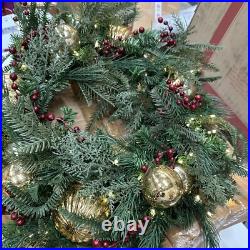 Balsam Hill Pine Peak 28 Wreath Open Box (Box damage/Broken Ornament) $199-Retu
