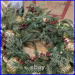 Balsam Hill Pine Peak 28 Wreath Open Box (Box damage/Broken Ornament) $199-Retu