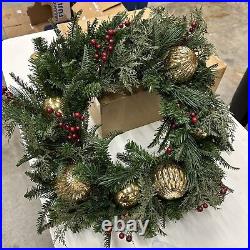 Balsam Hill Pine Peak Holiday Wreath 28 $199 Item 4002140 Return/Box colored
