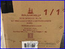 Balsam Hill Red Spruce Slim 6.5' with Candlelight LED Lights New Open Box READ