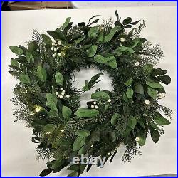 Balsam Hill White Berry Wreath 24 Prelit Open $149