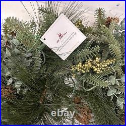 Balsam Hill Wintry Woodlands 32 Wreath $199 Clear Lights-DOES NOT LIGHT- READ