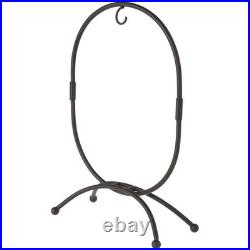 Bard's Oval Shaped Black Wrought Iron Ornament Stand, 11 H x 7.25 W x 7.25 D