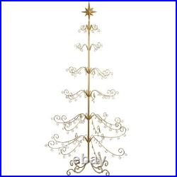 Barton 6.4ft Metal Ornament Display Tree Stand Rotating Christmas Tree 77, Gold Barton 6.4ft Metal Ornament Display Tree Stand Rotating Christmas Tree 77, Gold