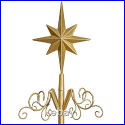 Barton 6.4ft Metal Ornament Display Tree Stand Rotating Christmas Tree 77, Gold Barton 6.4ft Metal Ornament Display Tree Stand Rotating Christmas Tree 77, Gold