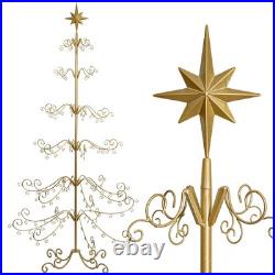 Barton 6.4ft Metal Ornament Display Tree Stand Rotating Christmas Tree 77, Gold Barton 6.4ft Metal Ornament Display Tree Stand Rotating Christmas Tree 77, Gold