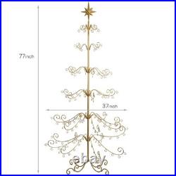 Barton 6.4ft Metal Ornament Display Tree Stand Rotating Christmas Tree 77, Gold Barton 6.4ft Metal Ornament Display Tree Stand Rotating Christmas Tree 77, Gold