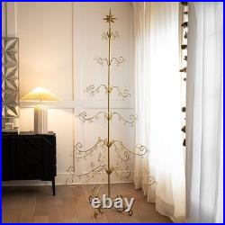 Barton 6.4ft Metal Ornament Display Tree Stand Rotating Christmas Tree 77, Gold Barton 6.4ft Metal Ornament Display Tree Stand Rotating Christmas Tree 77, Gold