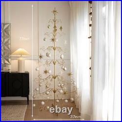 Barton 6.4ft Metal Ornament Display Tree Stand Rotating Christmas Tree 77, Gold Barton 6.4ft Metal Ornament Display Tree Stand Rotating Christmas Tree 77, Gold
