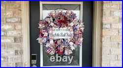 Baseball Check Field Deco Mesh Front Door Wreath, Coach Team Mom Parent Gift MLB