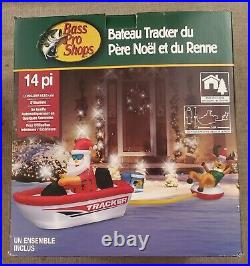 Bass Pro Shop Christmas 14ft Inflatable Santa Reindeer Tracker Boat Lights Up