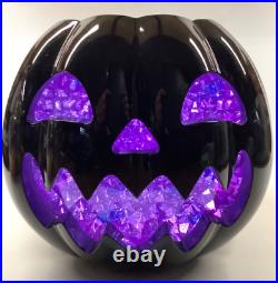 Bath & Body Works 6.25 LED Light-up Crystal Black Pumpkin 3-wick Candle Holder