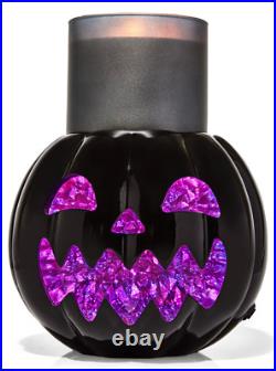 Bath & Body Works 6.25 LED Light-up Crystal Black Pumpkin 3-wick Candle Holder