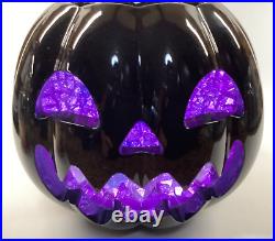 Bath & Body Works 6.25 LED Light-up Crystal Black Pumpkin 3-wick Candle Holder