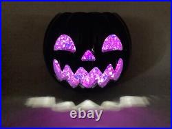 Bath & Body Works 6.25 LED Light-up Crystal Black Pumpkin 3-wick Candle Holder