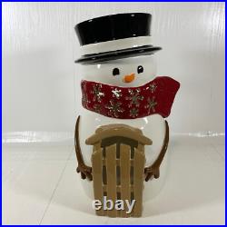 Bath & Body Works Snowman Candle Luminary Ceramic in Box LARGE 16 Tall RARE