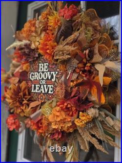 Be Groovy Or Leave Everyday Wreath, Handmade Wreath, Front Door Decor, Unique Be Groovy Or Leave Everyday Wreath, Handmade Wreath, Front Door Decor, Unique