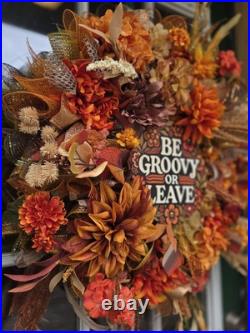 Be Groovy Or Leave Everyday Wreath, Handmade Wreath, Front Door Decor, Unique Be Groovy Or Leave Everyday Wreath, Handmade Wreath, Front Door Decor, Unique