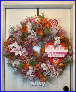 Beautiful Extra Large Pride Lesbian Flag Everyday Wreath All Are Welcome LGBTQIA Beautiful Extra Large Pride Lesbian Flag Everyday Wreath All Are Welcome LGBTQIA