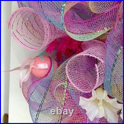 Beautiful Pastel Easter Egg Deco Mesh Wreath