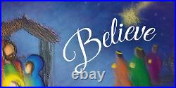 Believe Nativity Christmas Wreath Handmade Deco Mesh