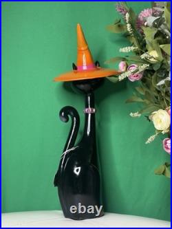 Bella Lux 24 Black Cat With Orange Witch Hat Large Halloween Decor Figurine NWT