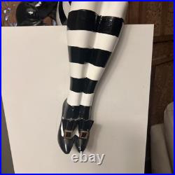 Bella Lux Halloween Witch 24 inch Shelf Sitter Black Cat Green Hair Striped NEW