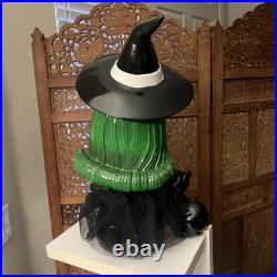 Bella Lux Halloween Witch 24 inch Shelf Sitter Black Cat Green Hair Striped NEW