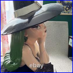 Bella Lux Sitting Witch With Green Hair & Black Cat 24 Large Halloween Decor #1