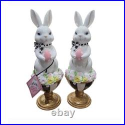 Bella Lux Tophat & Tail Easter Bunny Figurine Set Mackenzie Childs Style NEW