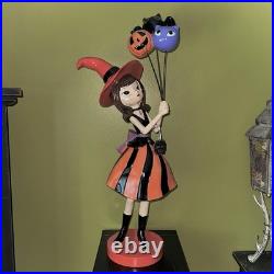 Bella Lux Witch Girl Holding Halloween Balloons Bat Cat Pumpkin 29 Tall Decor