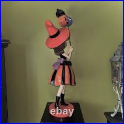 Bella Lux Witch Girl Holding Halloween Balloons Bat Cat Pumpkin 29 Tall Decor