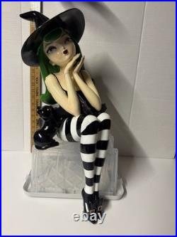 Bella Lux Witch With Green Hair? Black Cat 25 Large NWT Halloween Decor Sitting