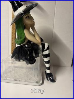 Bella Lux Witch With Green Hair? Black Cat 25 Large NWT Halloween Decor Sitting