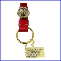 Belsnickel 19 Inch Red Leather Strap Brass Sleigh Bells Door Hanger Made in USA