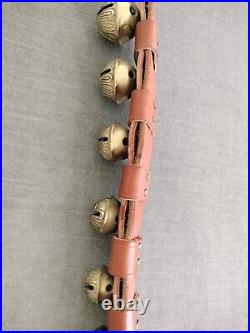 Belsnickel Strap 7 Solid Brass Sleigh Bells 22.5 Leather Door Hanger USA