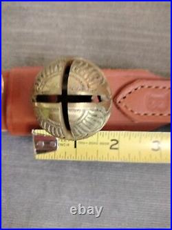 Belsnickel Strap 7 Solid Brass Sleigh Bells 22.5 Leather Door Hanger USA