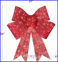 Best Choice Products 36In Pre-Lit XL Christmas Bow Decoration, Large Outdoor LED