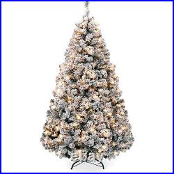 Best Choice Products 6ft Pre-Lit Holiday Christmas Pine Tree with Snow-Flocked B