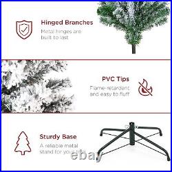 Best Choice Products 6ft Pre-Lit Holiday Christmas Pine Tree with Snow-Flocked B