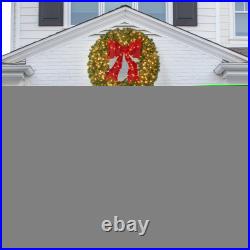 Best Choice Products Pre-Lit Artificial Fir Christmas Wreath Bow LED Lights Red