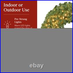 Best Choice Products Pre-Lit Artificial Fir Christmas Wreath Bow LED Lights Red
