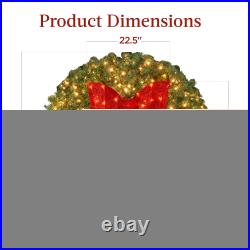 Best Choice Products Pre-Lit Artificial Fir Christmas Wreath Bow LED Lights Red
