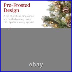 Best Choice Products Pre-Lit Partially Flocked Pencil Tree Pine Cones Metal