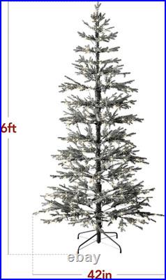 Best Choice Products Pre-Lit Sparse Christmas Tree 6Ft Artificial Flocked Pine H