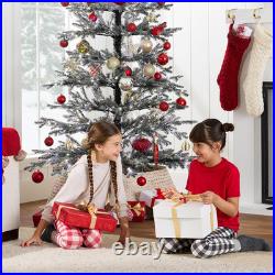Best Choice Products Pre-Lit Sparse Christmas Tree 6Ft Artificial Flocked Pine H