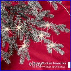 Best Choice Products Pre-Lit Sparse Christmas Tree 6Ft Artificial Flocked Pine H